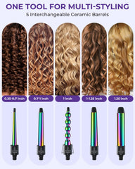 Ohuhu ceramic barrels close-up highlighting tourmaline coating to reduce frizz
