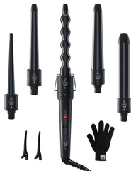 Ohuhu front packaging showing the 5-in-1 curling wand set and benefits