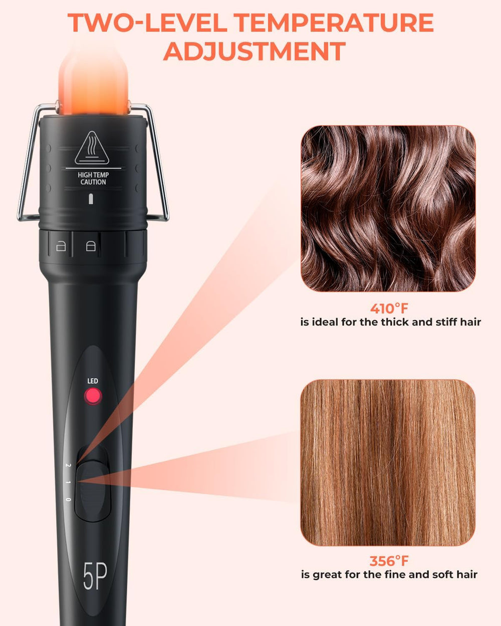 Ohuhu wand styling hair to demonstrate quick, salon-like results