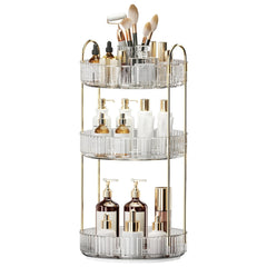 Oifecsie front view showing three-tier organizer keeping cosmetics tidy