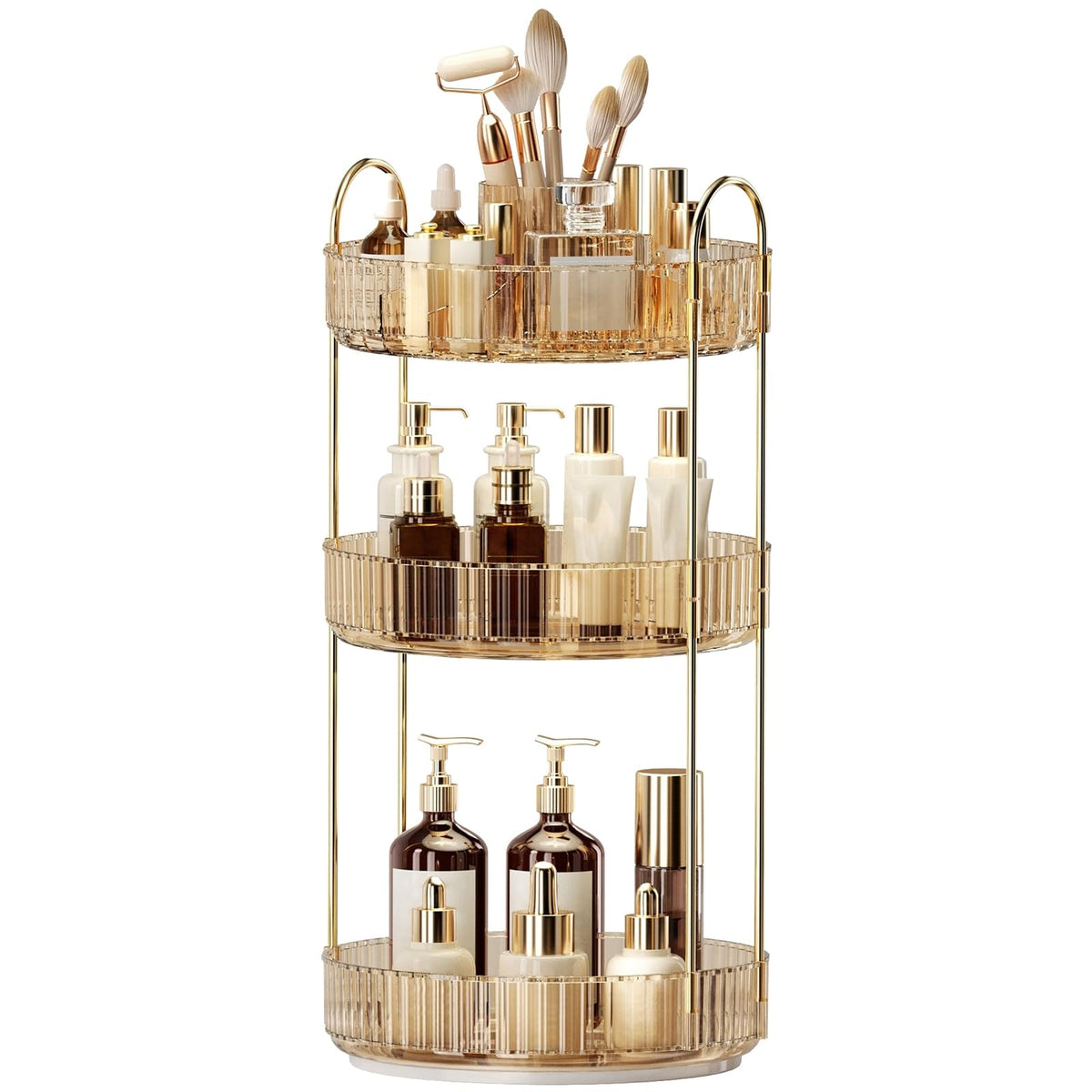 Oifecsie front view of rotating organizer showing neat storage and quick access