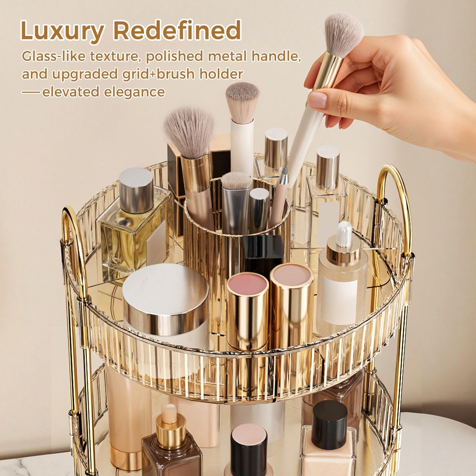 Oifecsie lifestyle vanity countertop display organizing cosmetics and perfumes neatly