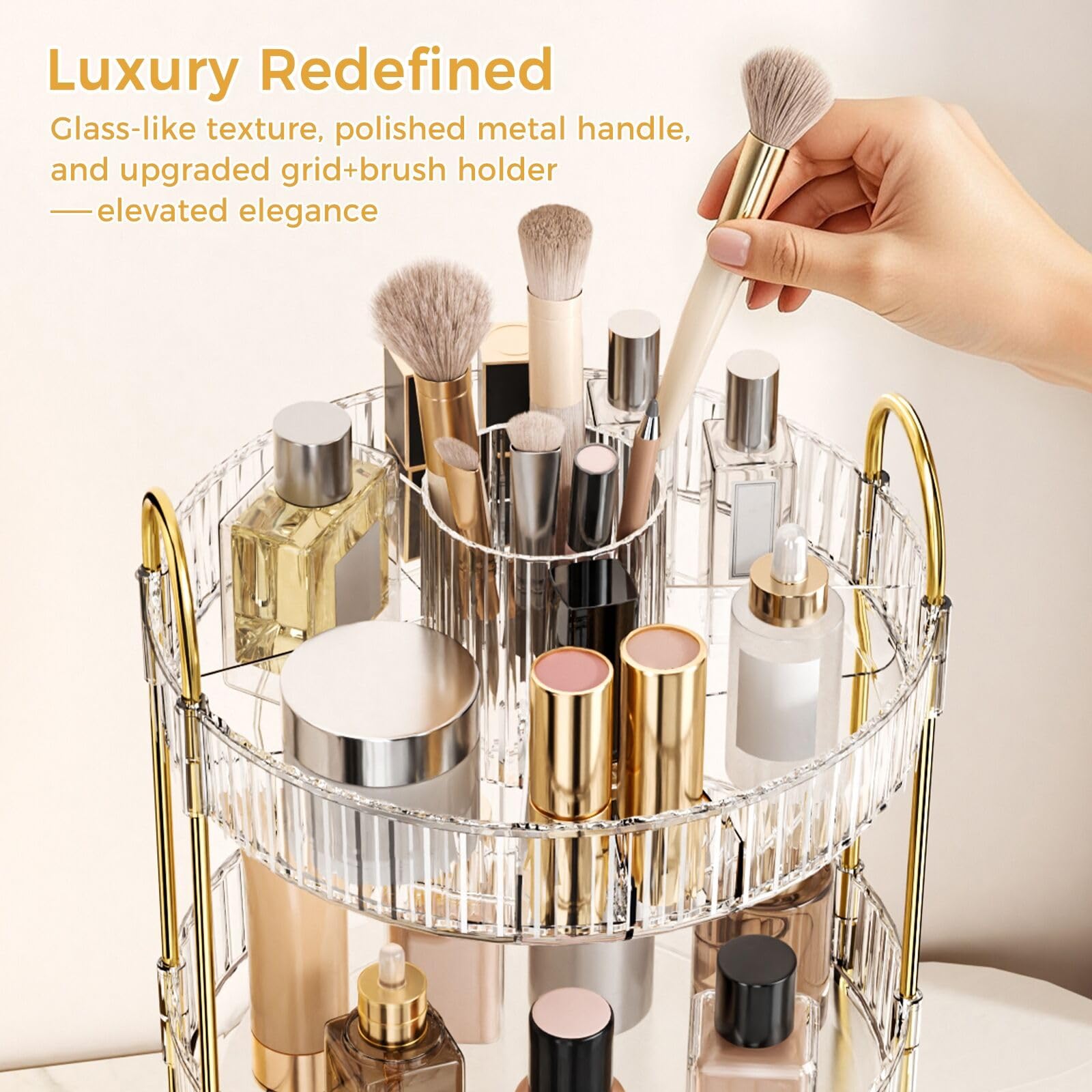 Oifecsie on a vanity counter showing compact storage and style