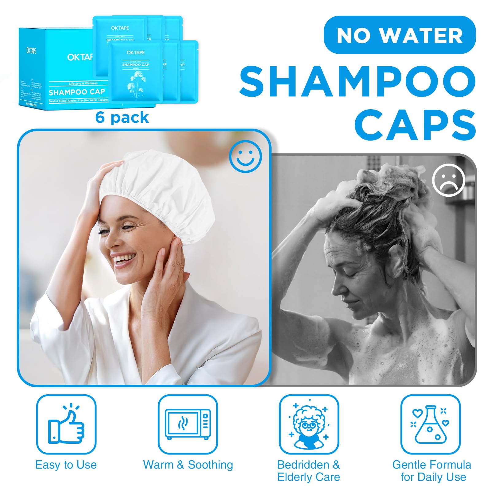 OK TAPE cap material close-up showing texture and gentle cleanser for scalp comfort