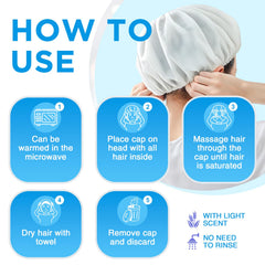 OK TAPE cap being massaged on hair demonstrating no-rinse cleaning benefit