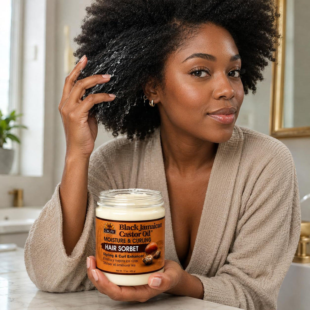 OKAY open jar consistency revealing smooth sorbet ideal for detangling and styling