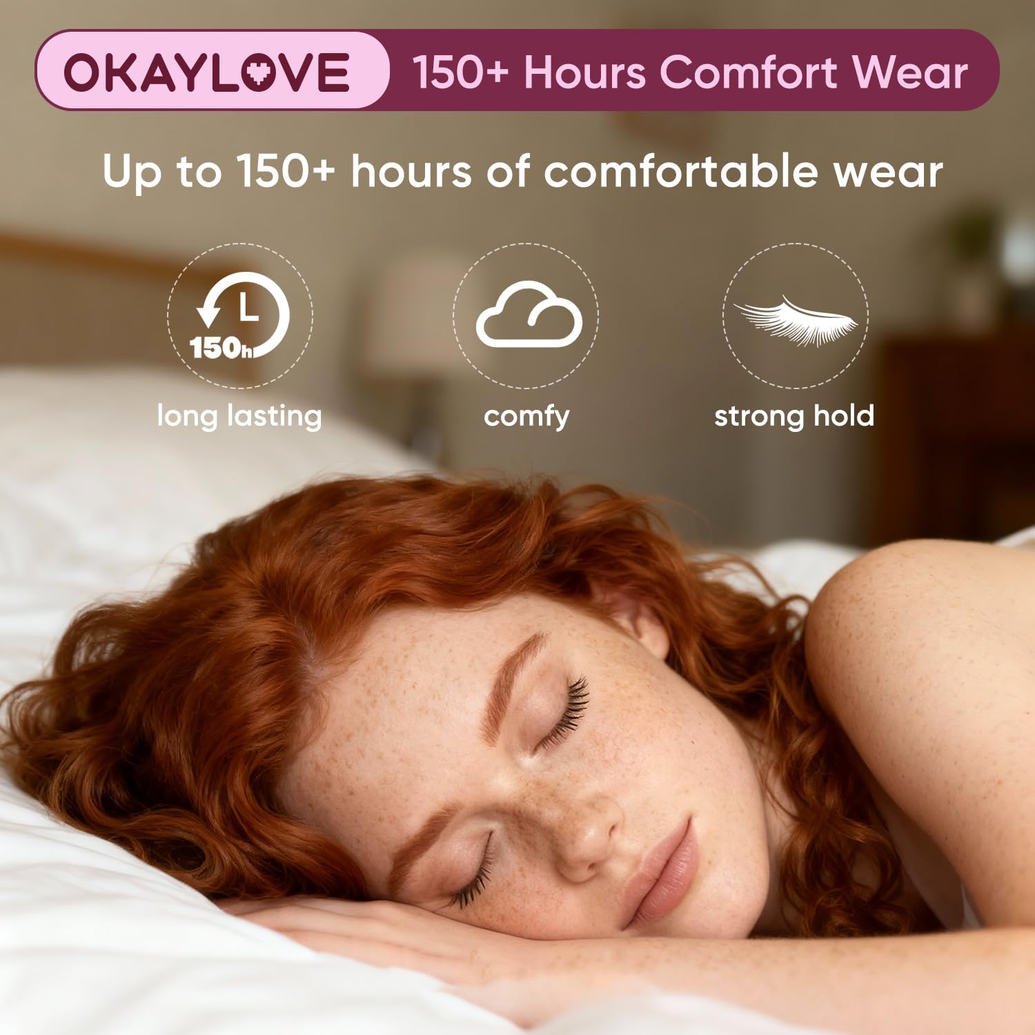 OKAYLOVE application demonstration on eye, quick-drying adhesion for easy use