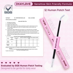 OKAYLOVE angled dual tube highlighting black bond and clear seal convenience