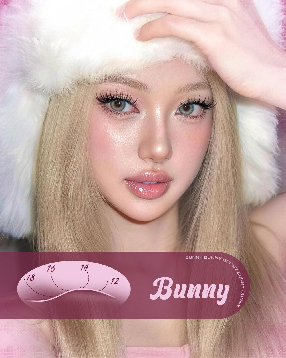 OKAYLOVE model wearing soft-girl makeup demonstrating lifted, natural finish
