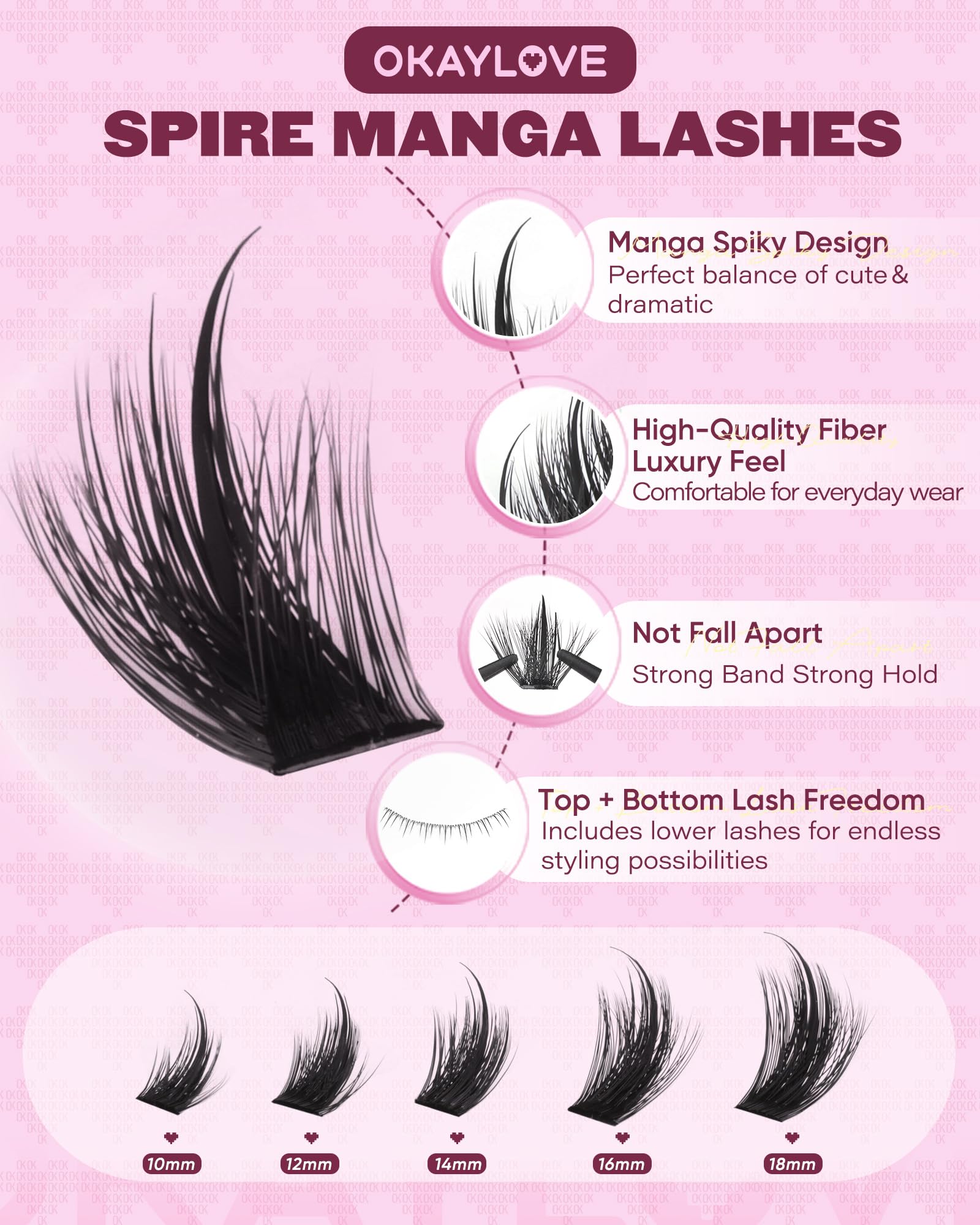 OKAYLOVE top lashes in use demonstrating lifted, anime-style definition