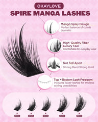 OKAYLOVE top lashes in use demonstrating lifted, anime-style definition