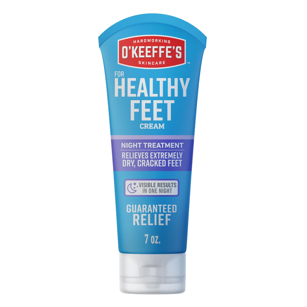 O'Keeffe's front of tube showing brand and benefits for overnight repair