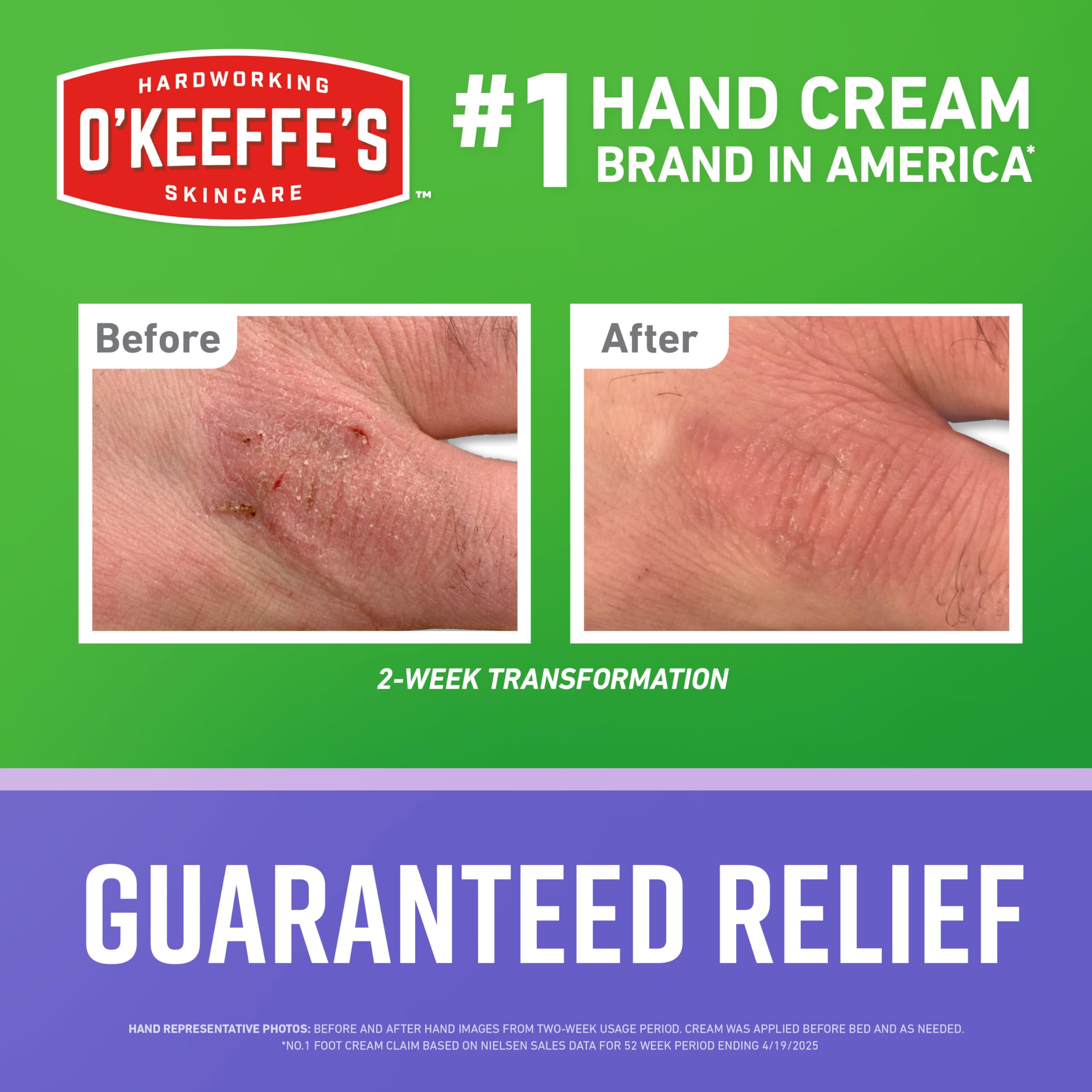 O'Keeffe's tube label close-up showing instructions and ingredient clarity