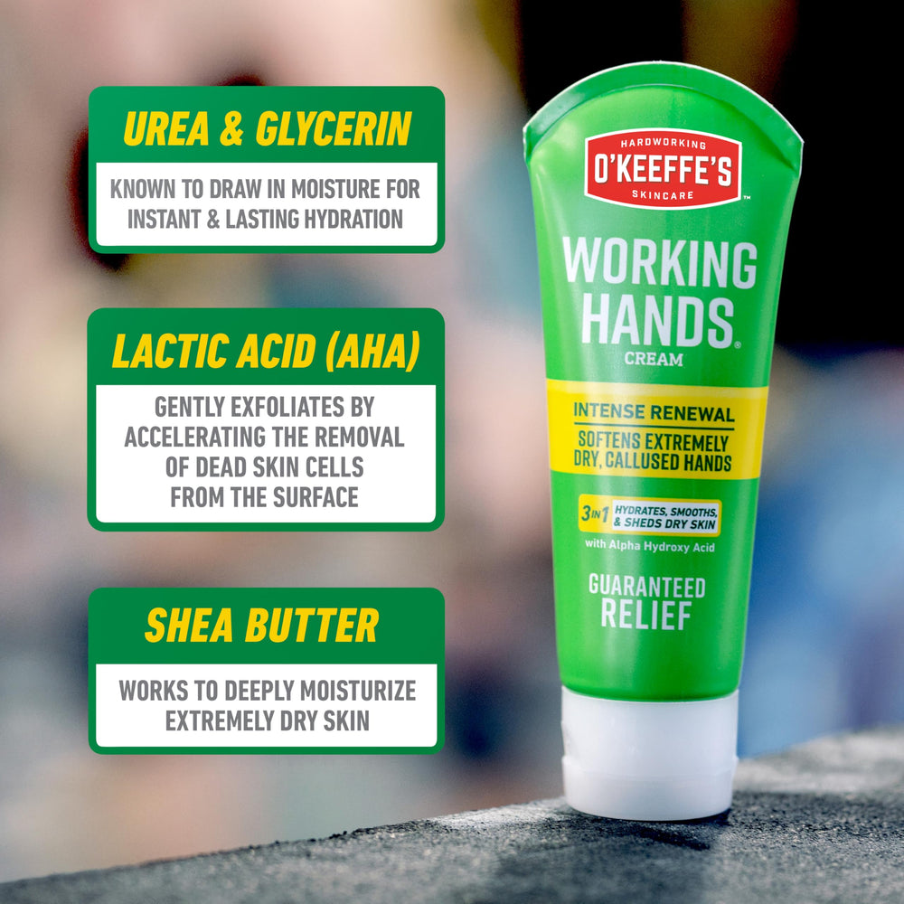 O'Keeffe's 3 oz tube next to common objects for size reference