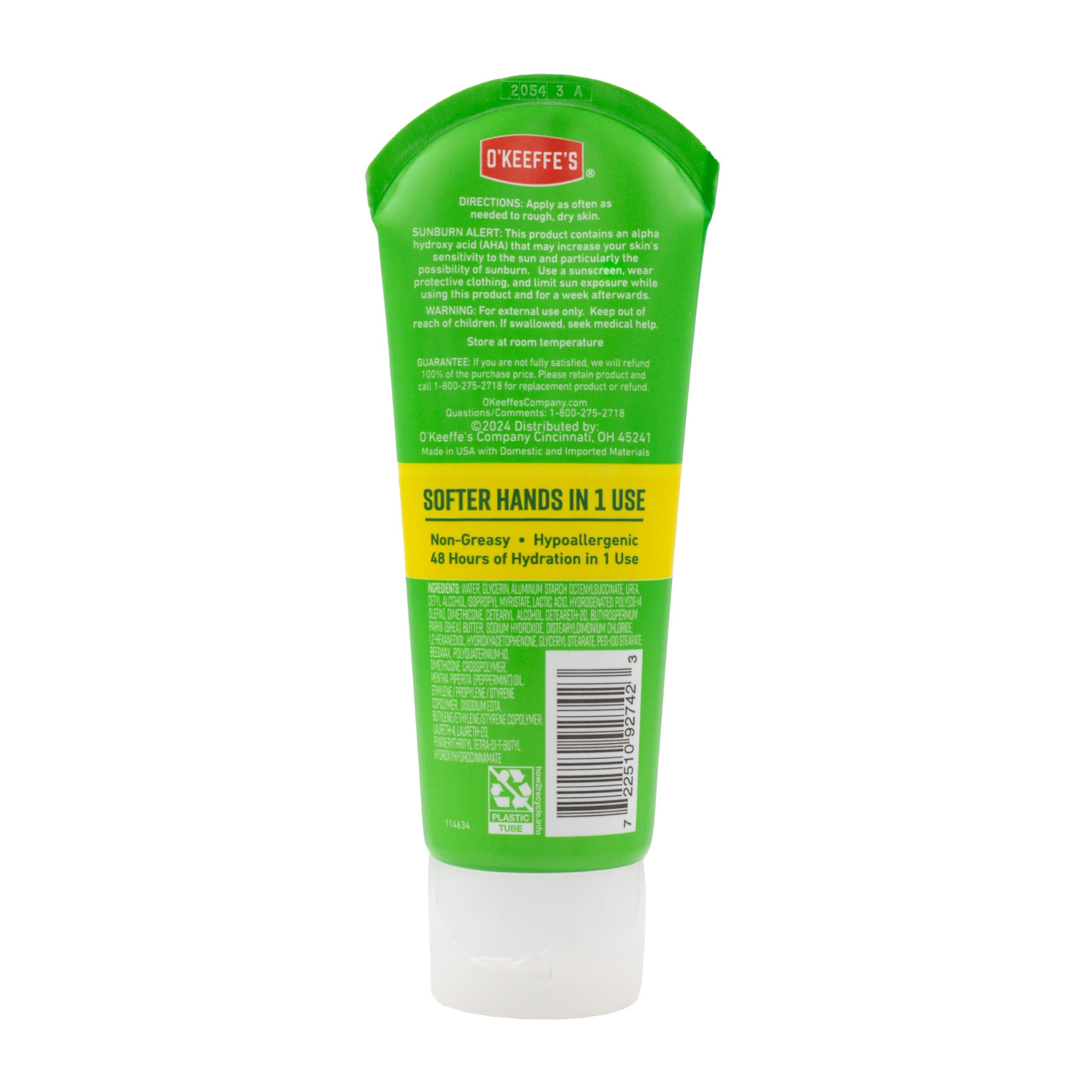 O'Keeffe's open cap revealing easy-dispense cream for precise use