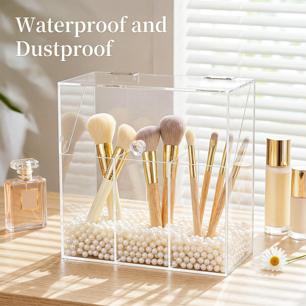 Okllen brushes standing upright in pearls for fast access and visibility