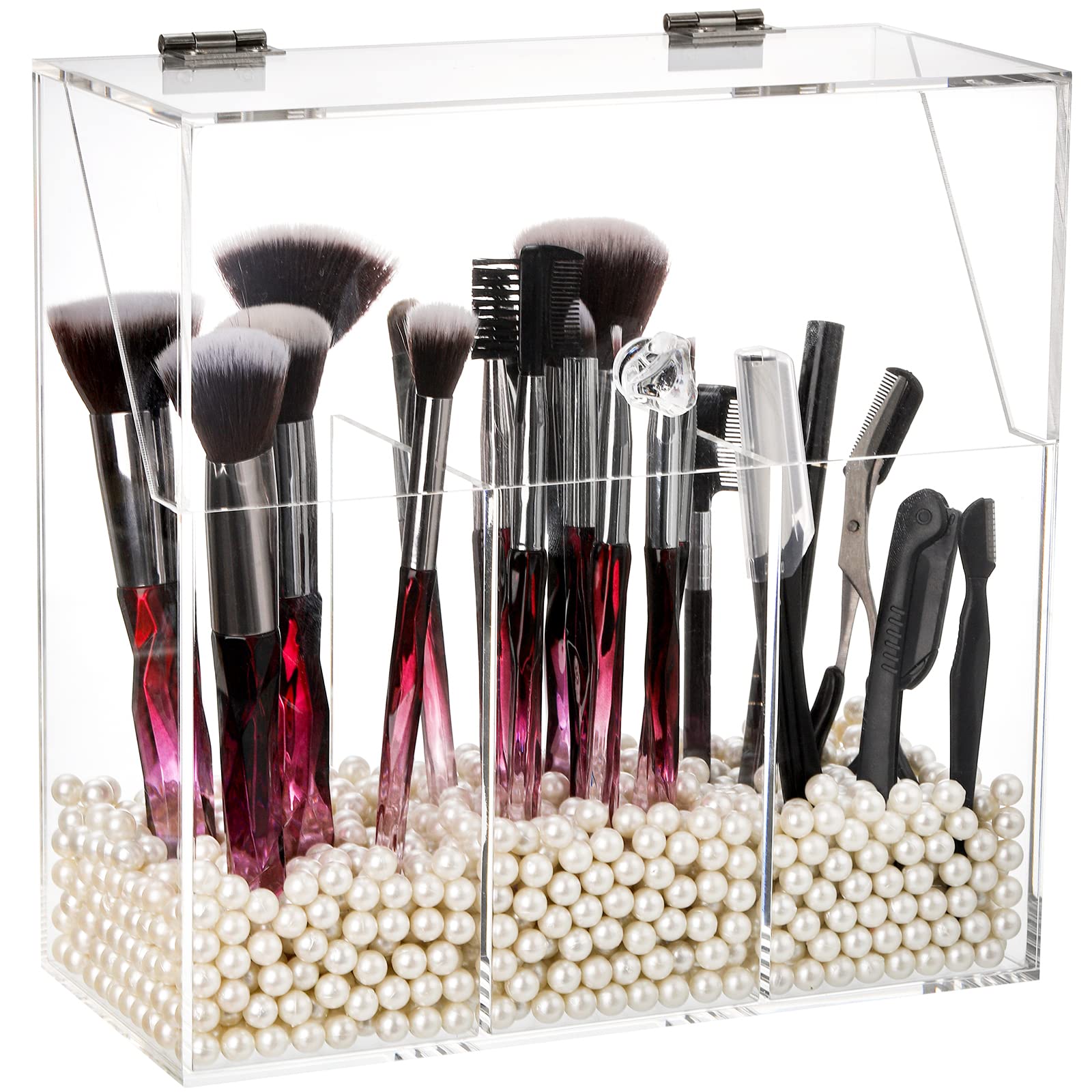 Okllen front view of clear acrylic holder showing neat organization benefit