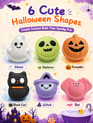 OKPOW close-up of ghost-shaped bath bomb detailing texture and kid-safe finish