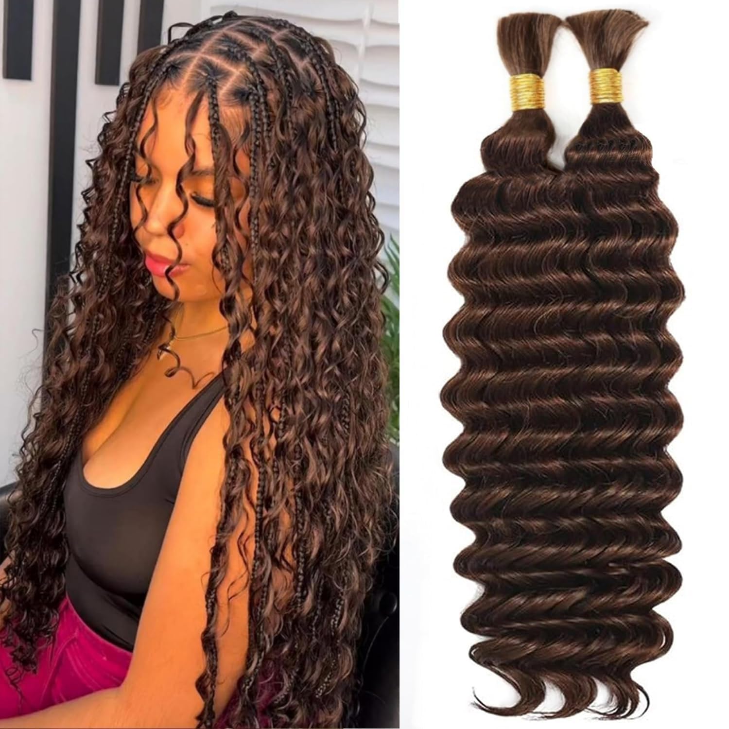 OKVOKV front packaging showing 20-inch deep wave bundles, easy styling benefit