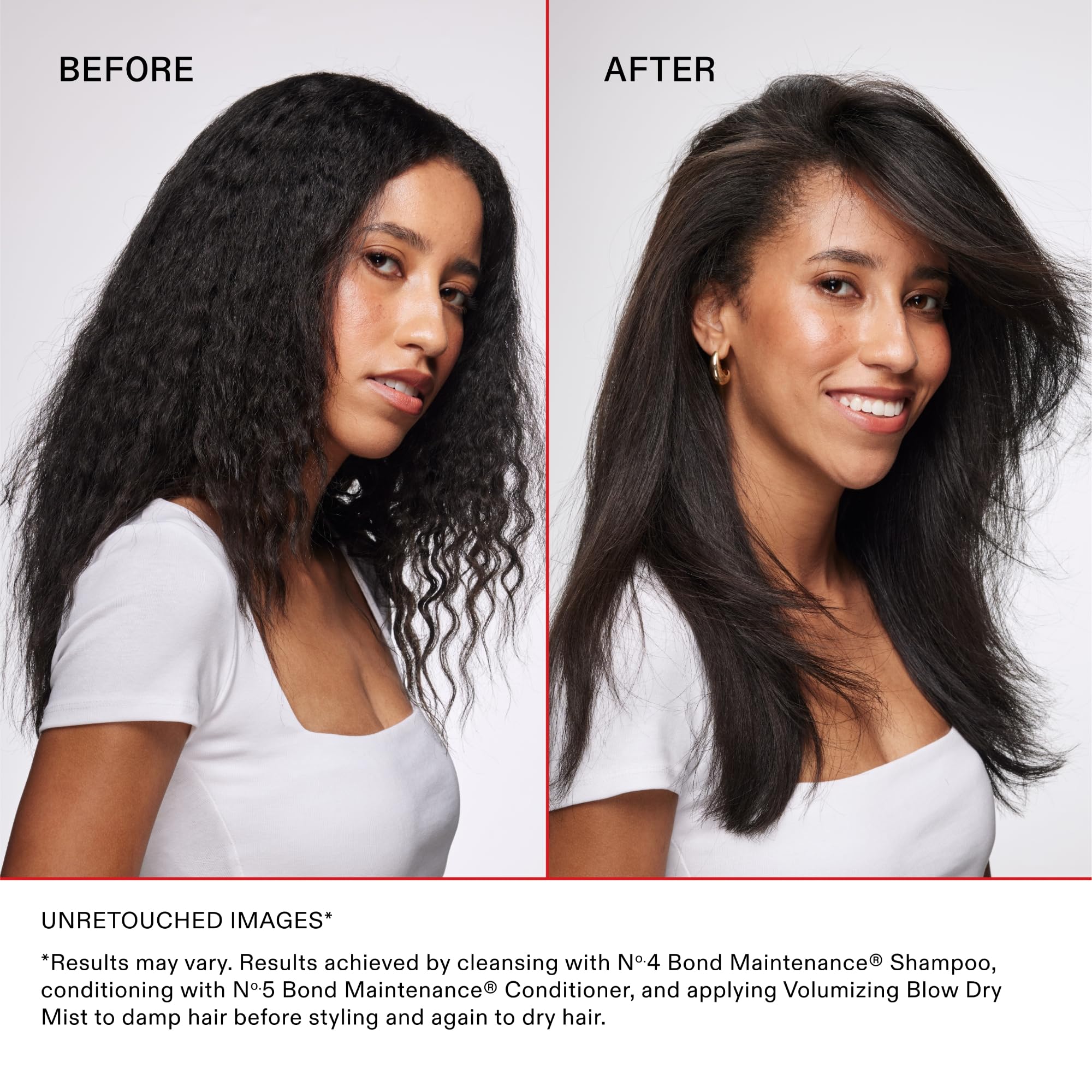 Stylist using Olaplex mist while blow-drying for faster styling