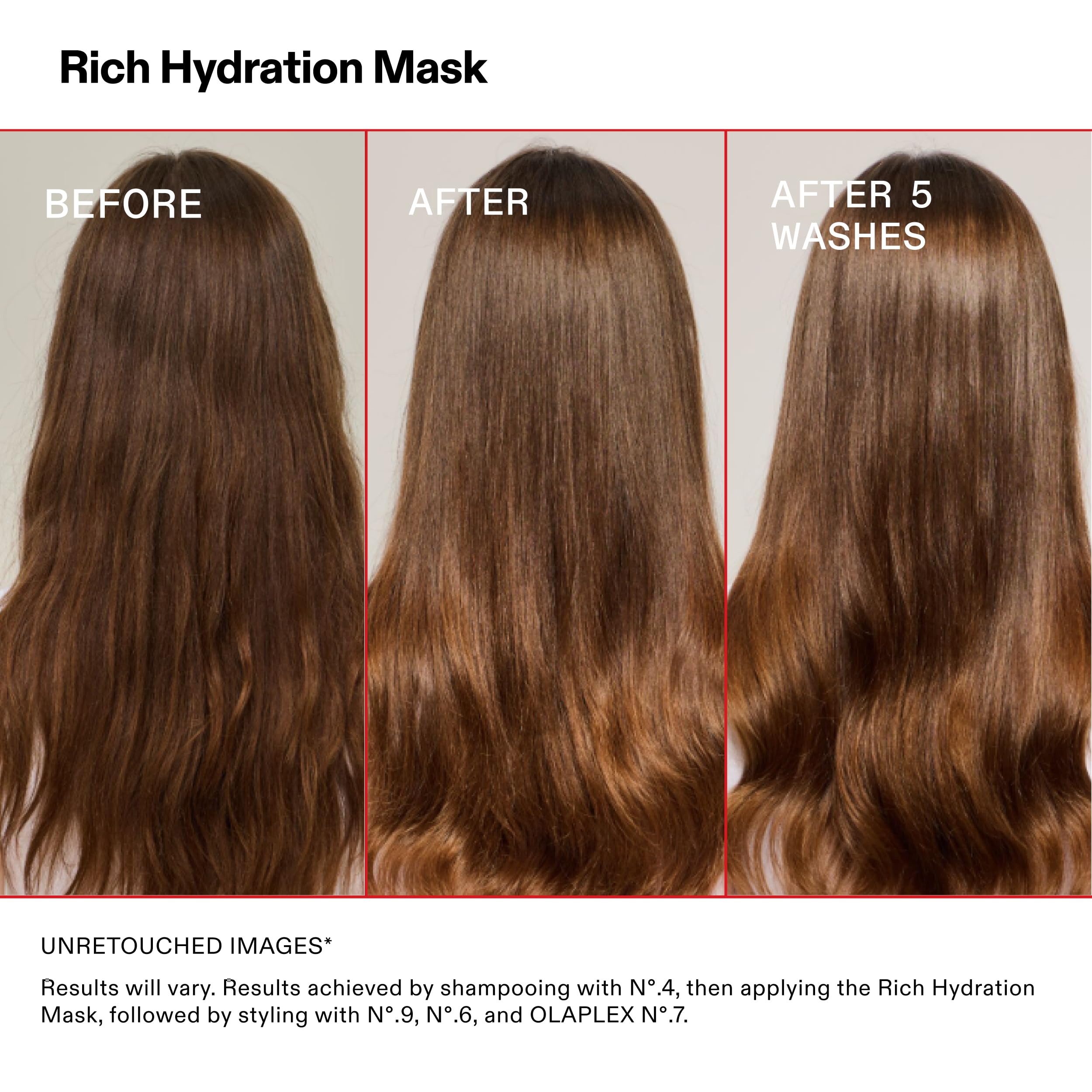 Olaplex rinse demo of mask showing easy removal and softer hair benefit