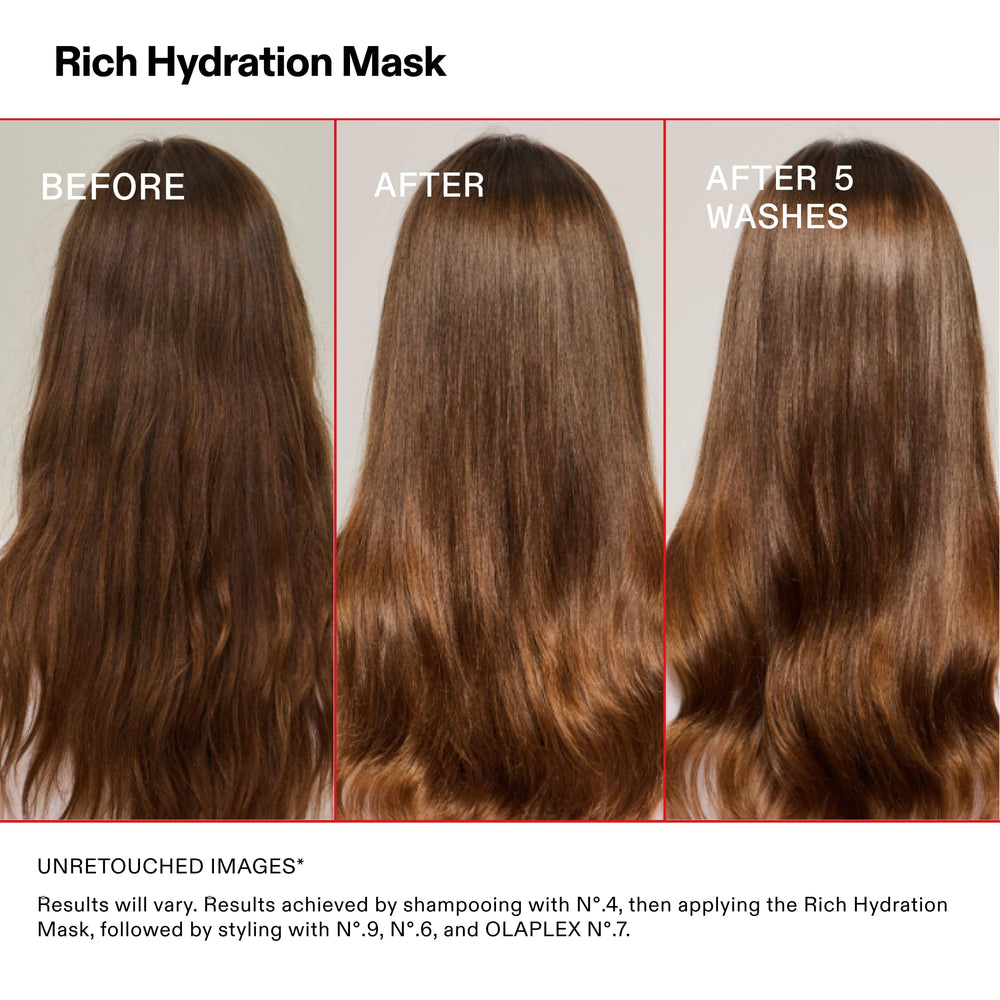 Olaplex rinse demo of mask showing easy removal and softer hair benefit