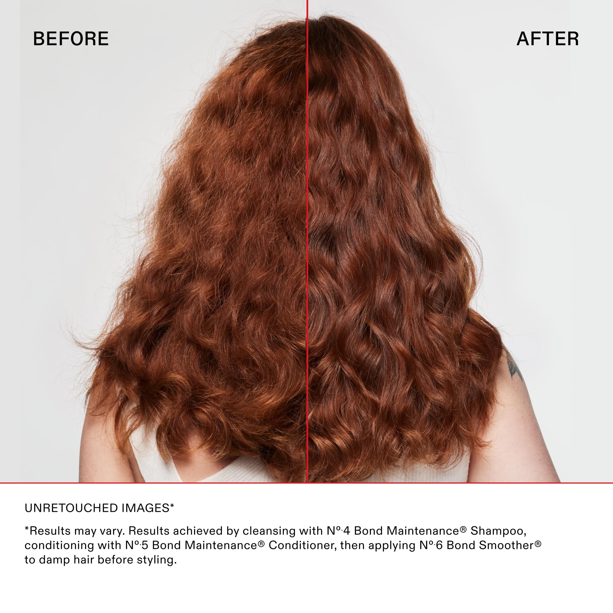 Texture comparison before and after Olaplex N°3PLUS visible smoothing