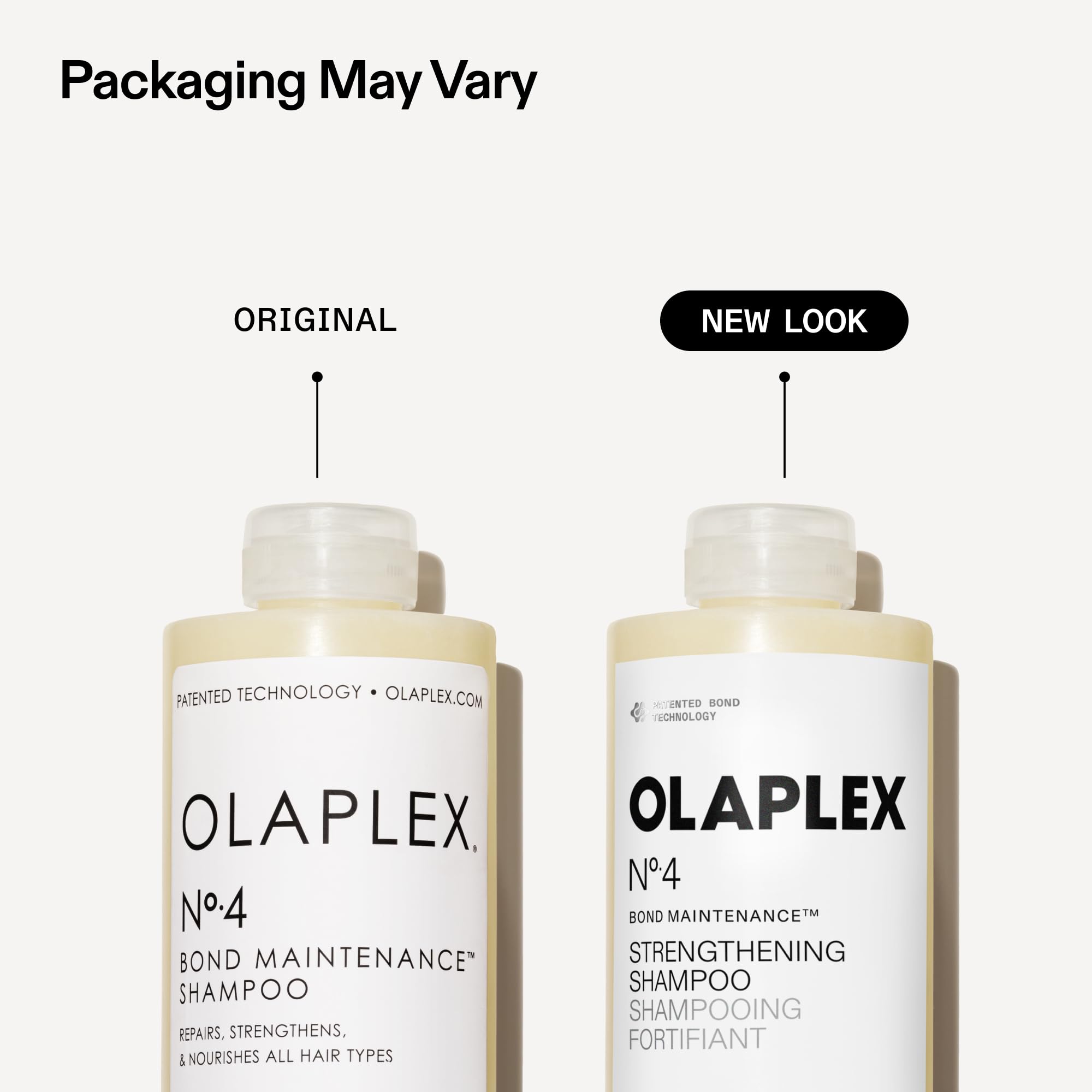Olaplex No.4 pump dispensing shampoo into hand demonstrating easy lather