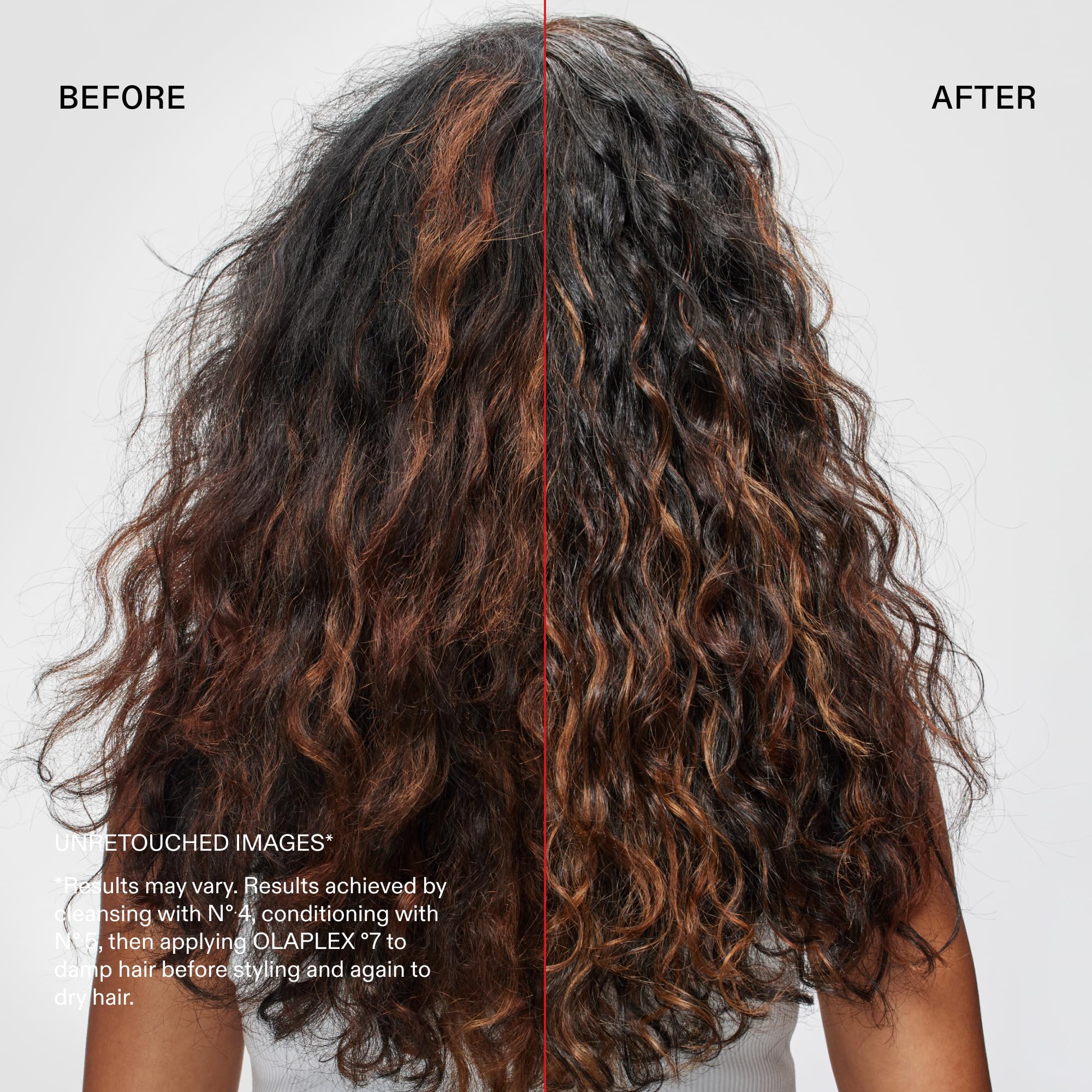 Olaplex No.7 used during blow-drying displaying heat protection and reduced breakage