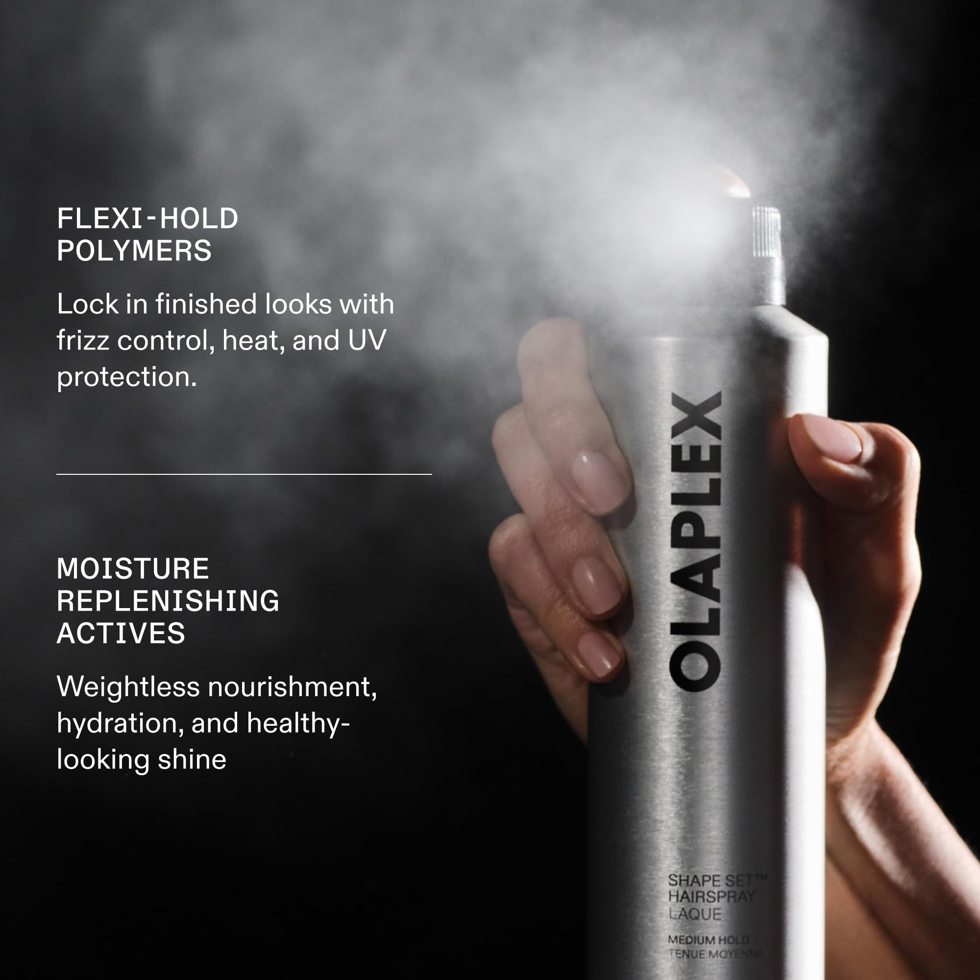 Olaplex Shape Set label closeup showing clean formula and claims benefit
