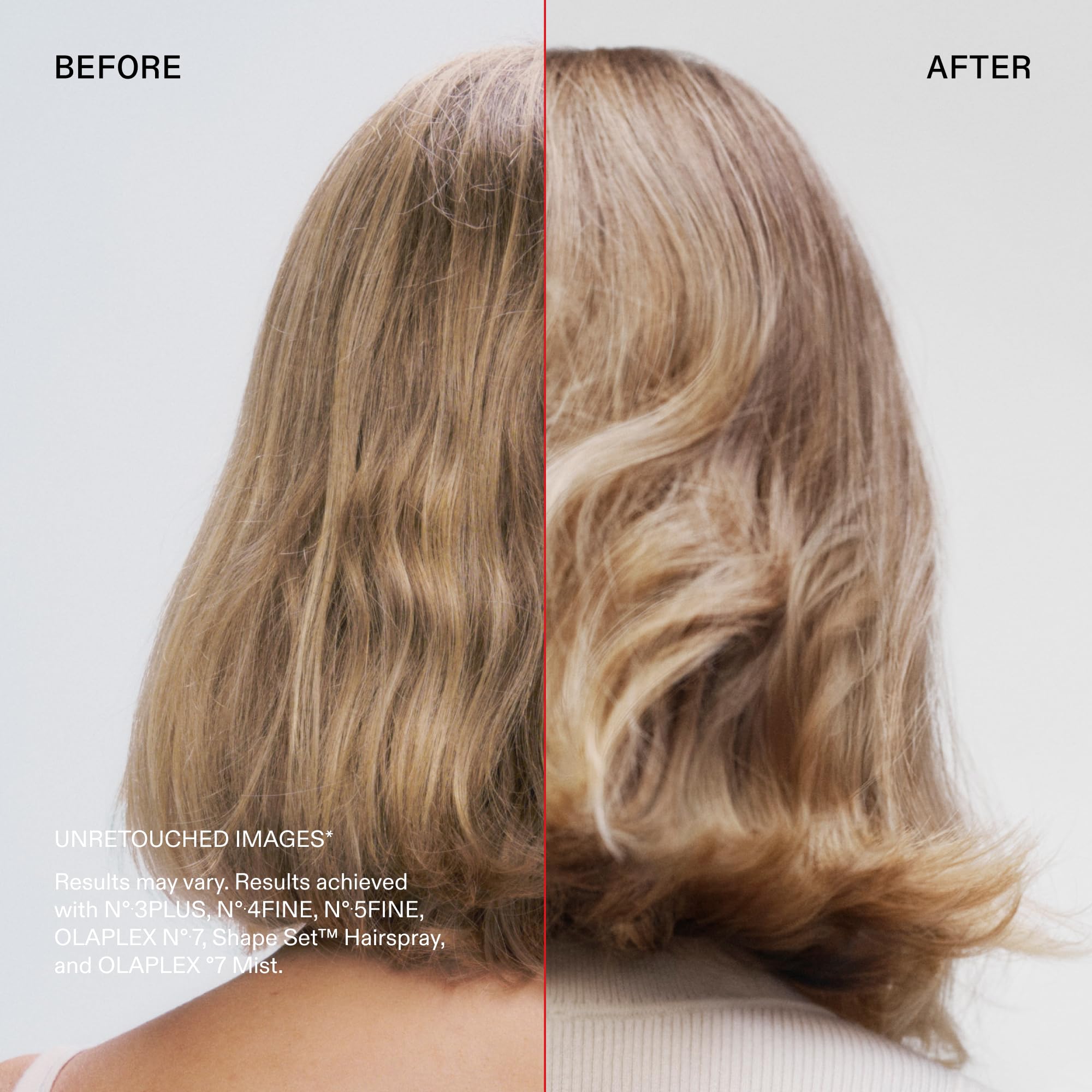 Olaplex Shape Set applied during styling demonstrating flexible movement