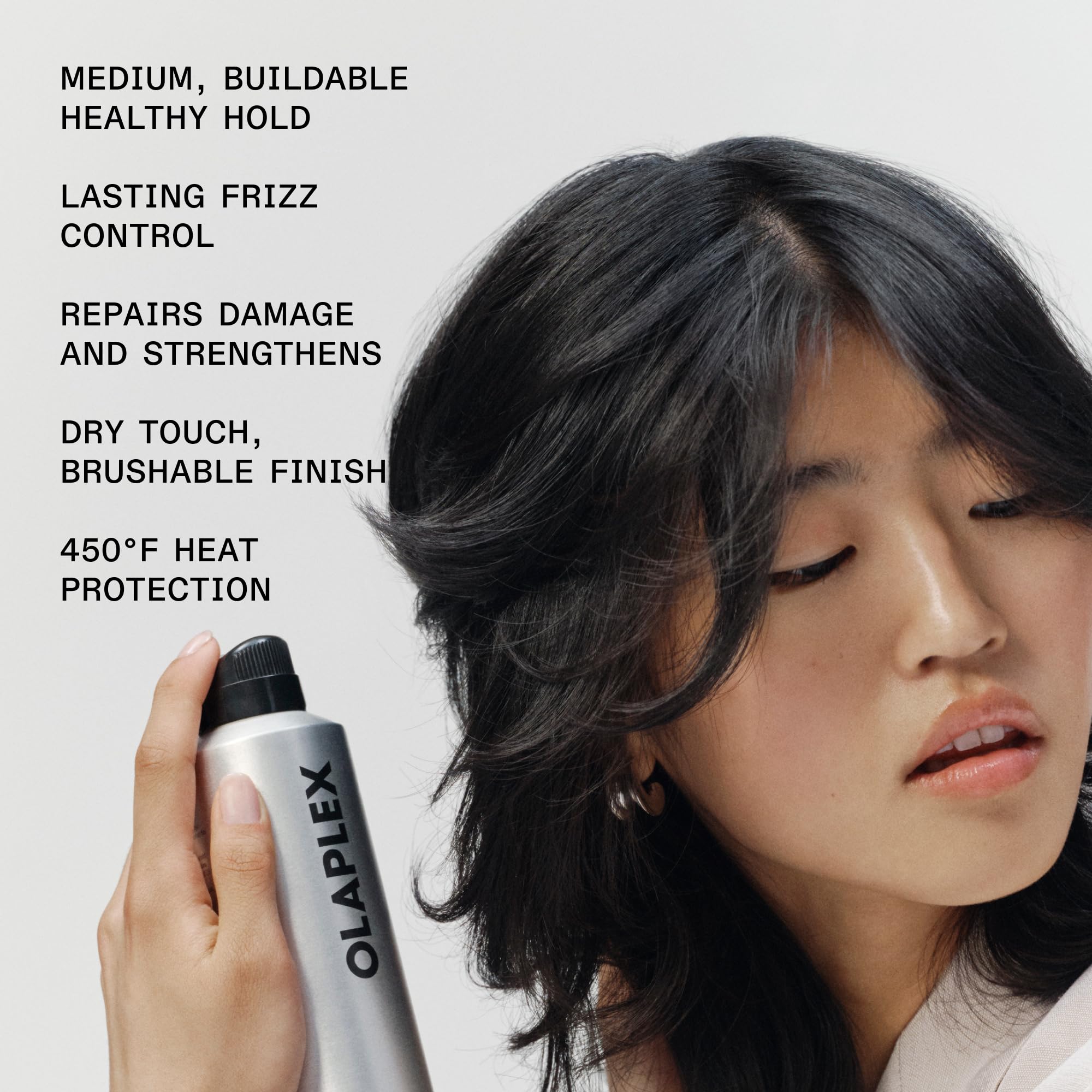 Olaplex Shape Set fine mist texture closeup for even, weightless hold
