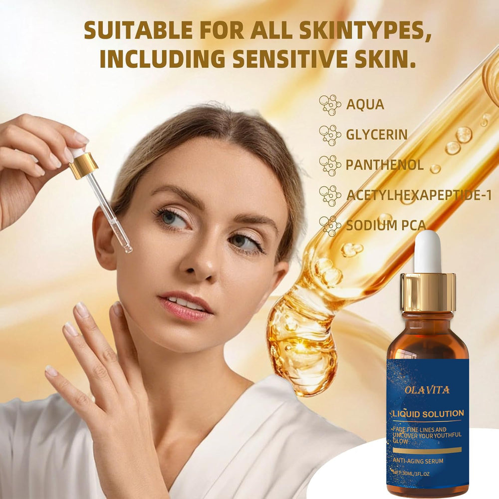 OLAVITA applying serum to hand showing fast-absorbing hydration