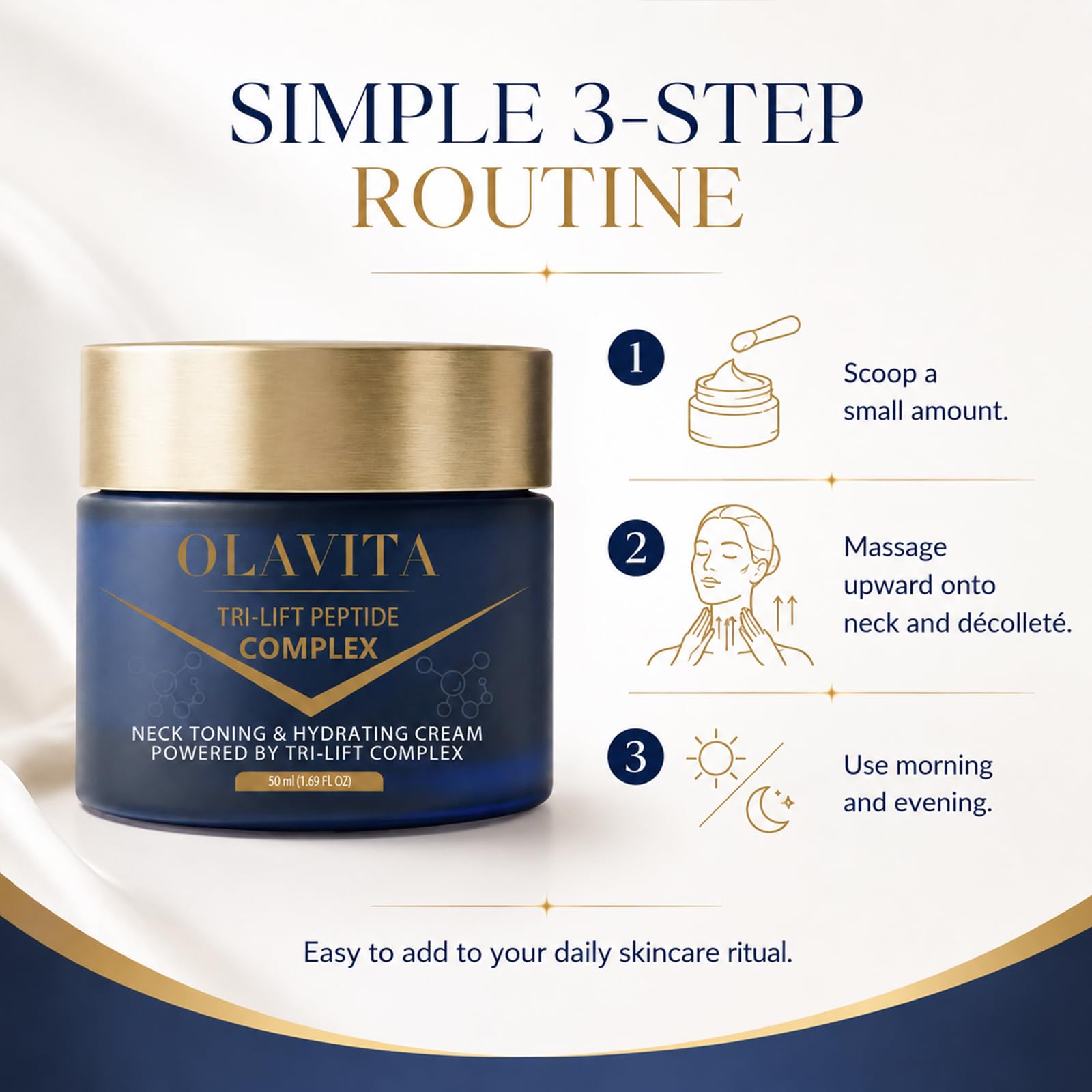 OLAVITA illustrative before and after schematic showing firmer contours