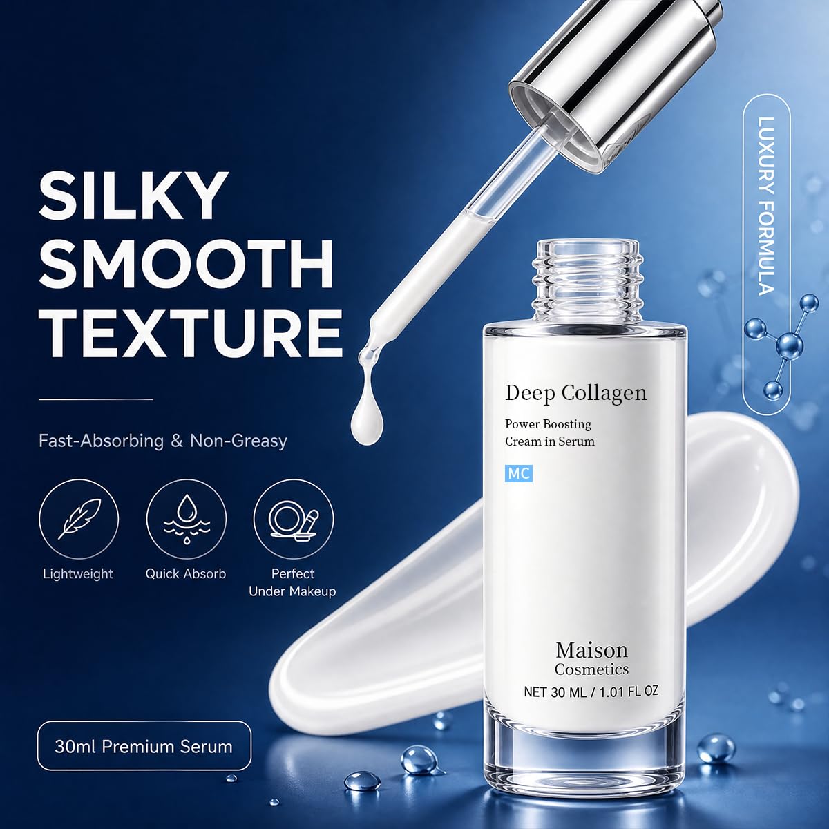 OLAVITA Maison bottle beside moisturizer illustrating easy layering compatibility