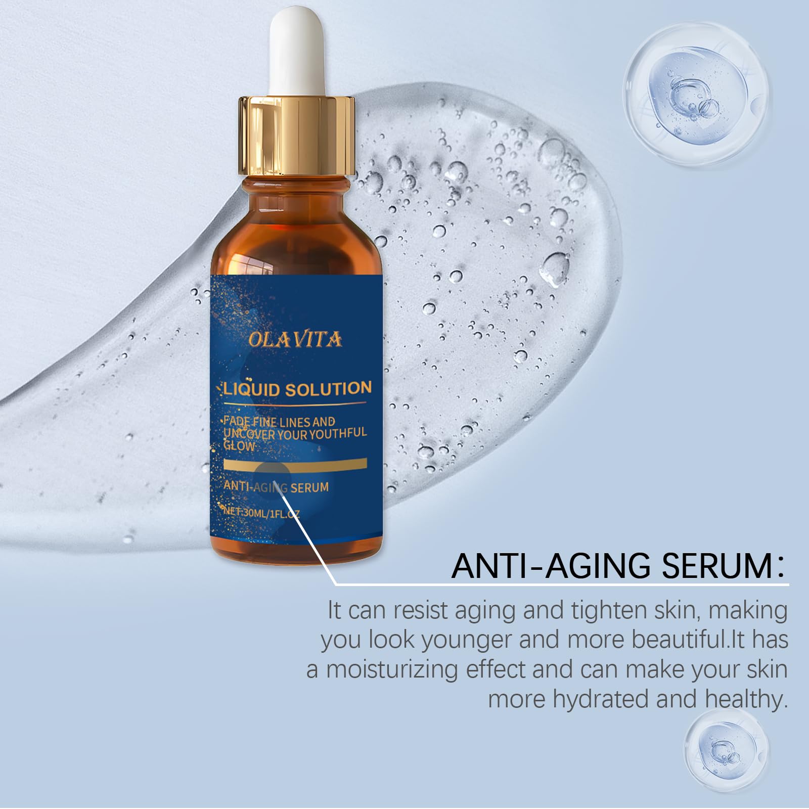OLAVITA applying serum to cheek showing even coverage and quick absorption
