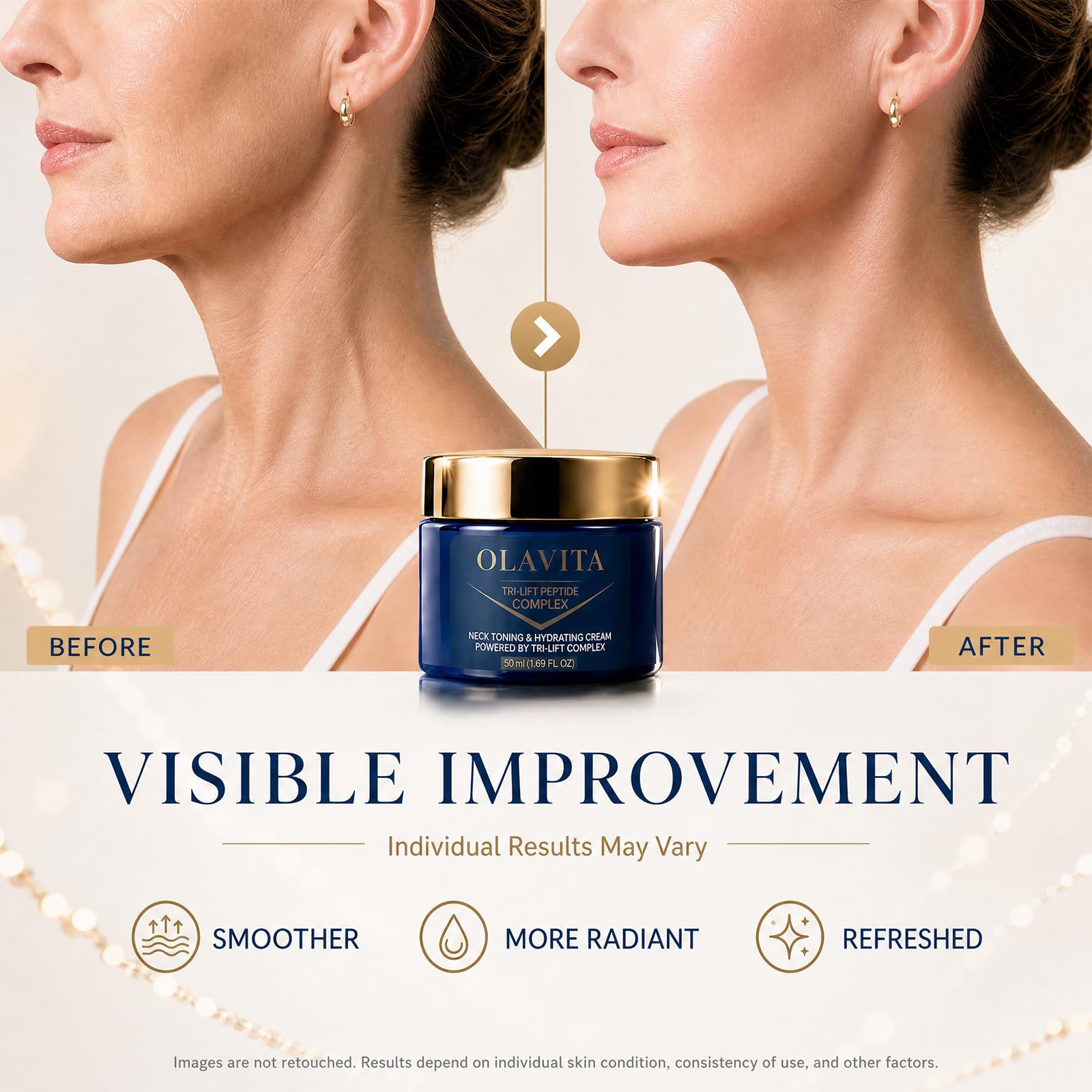 OLAVITA on bathroom shelf lifestyle showing daily routine fit