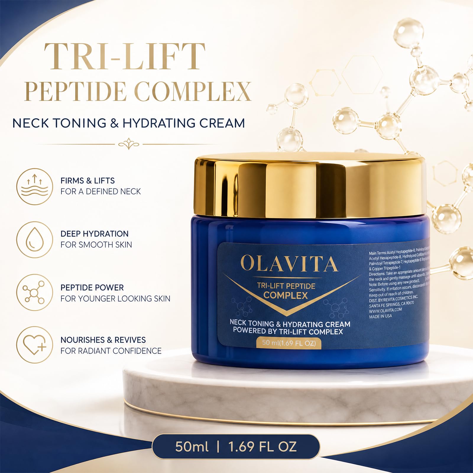 OLAVITA cream on fingertip demonstrating lightweight absorption