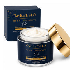 Olavita Tri-Lift jar front view showing elegant packaging and firming promise