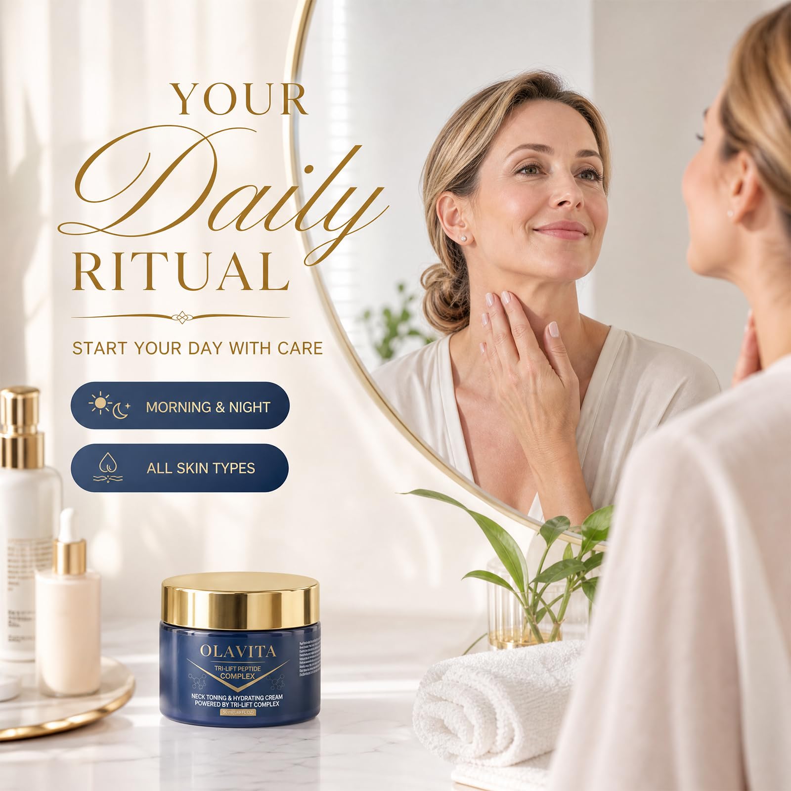 OLAVITA peptide complex ingredient close-up for targeted firming