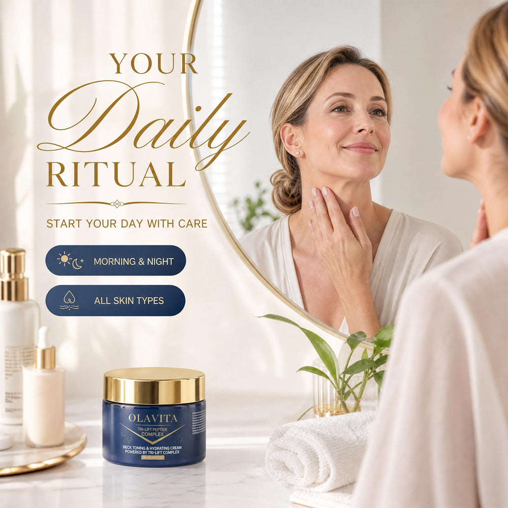OLAVITA ingredient display highlighting peptides for firmer look