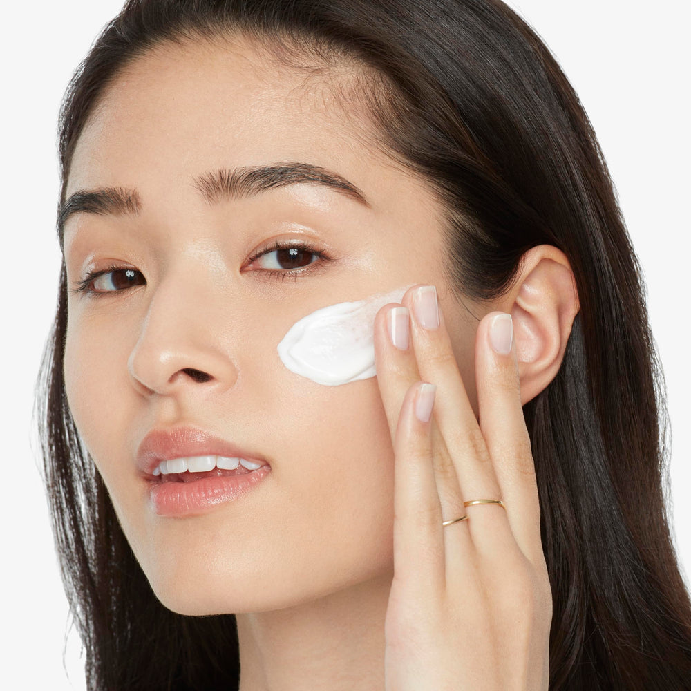 Olay absorbed into skin close-up showing non-greasy finish benefit