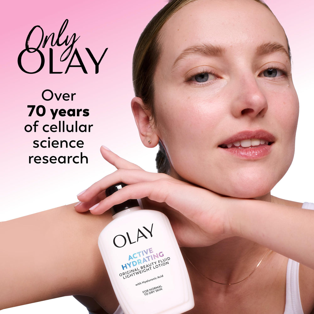 Olay bottle staged on bathroom counter for morning routine organization benefit