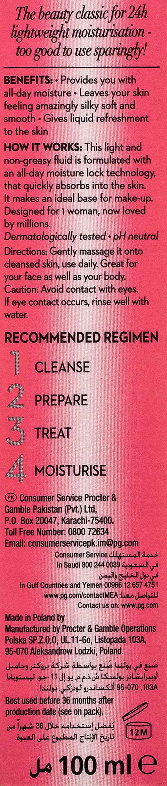 Olay fluid texture pouring to show lightweight, fast absorbing formula