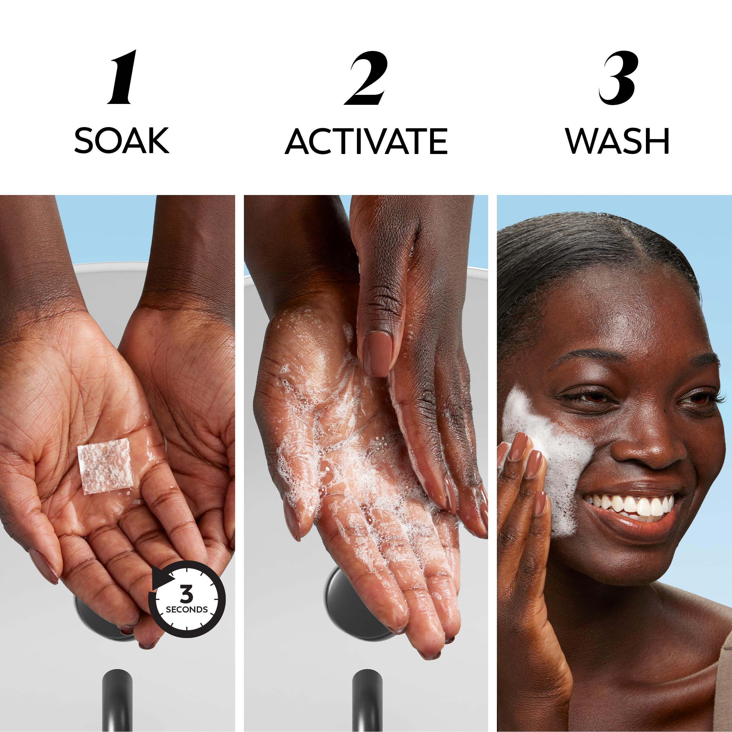 Olay single cleansing pad close-up highlighting texture and activation benefit