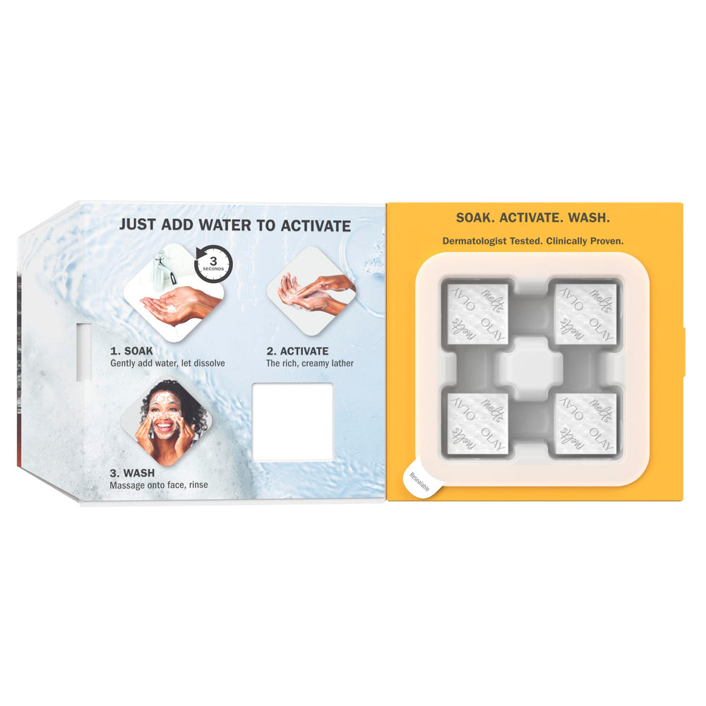 Olay two-pack box display highlighting quantity and value for multiple uses