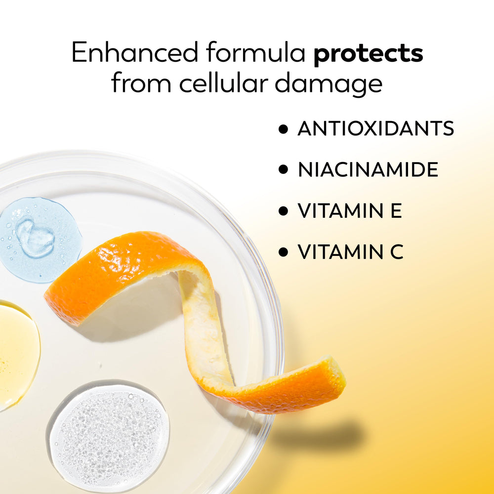 Olay close-up label showing key ingredients and clean formulation benefit