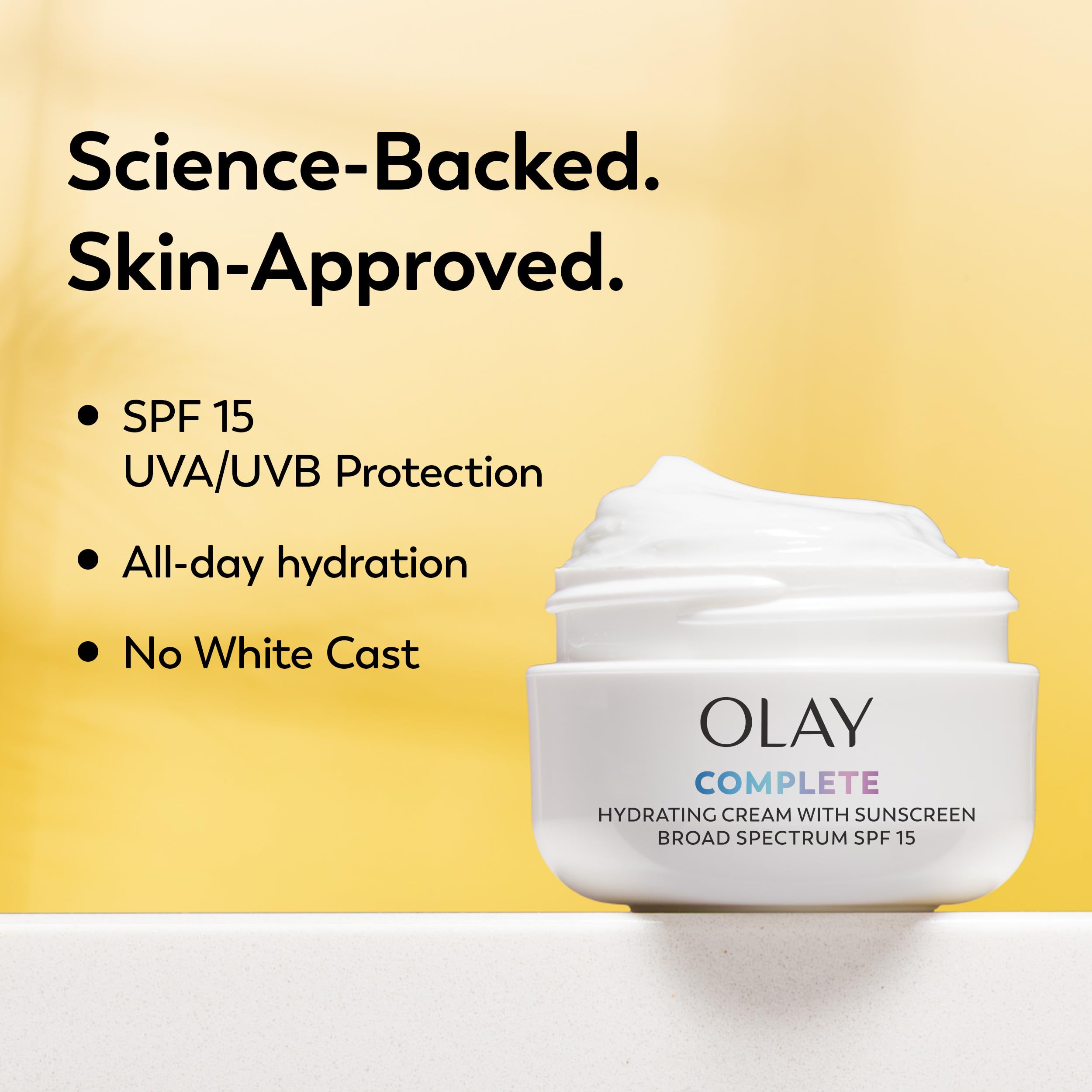 Olay cream blended on hand demonstrating fast absorption benefit