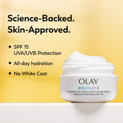 Olay cream blended on hand demonstrating fast absorption benefit