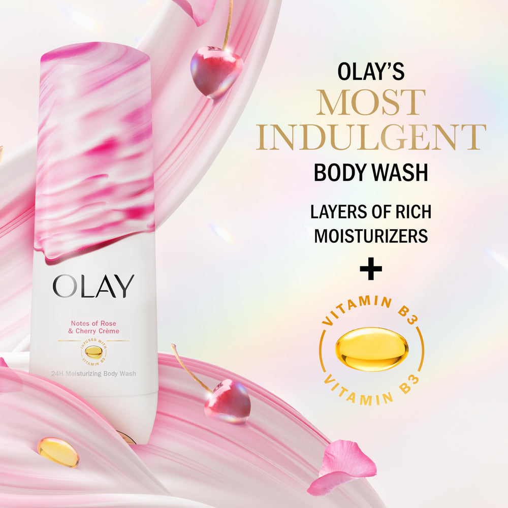 Olay pump dispensing body wash demonstrating simple, no-mess use
